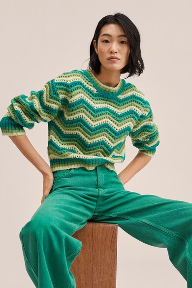 Pulover cu model colorblock din tricot gros Gretel Mango (27011157-43 ...