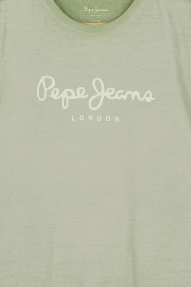 Pepe Jeans London Tricou cu decolteu la baza gatului si imprimeu logo Baieti