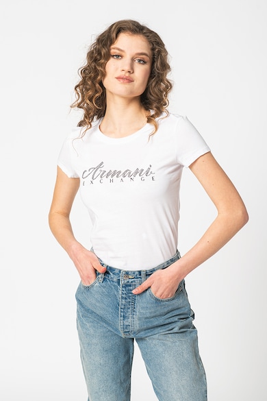 ARMANI EXCHANGE Вталена тениска на лога Жени