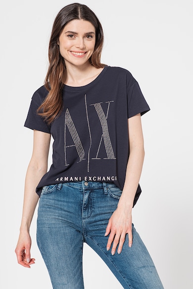 ARMANI EXCHANGE Laza fazonú póló szegecses logóval női
