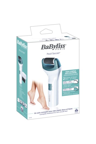 BaByliss Pila calcaie  , 2 viteze, 2 role cu particule de cristal, capac protectie, 3 baterii incluse Femei