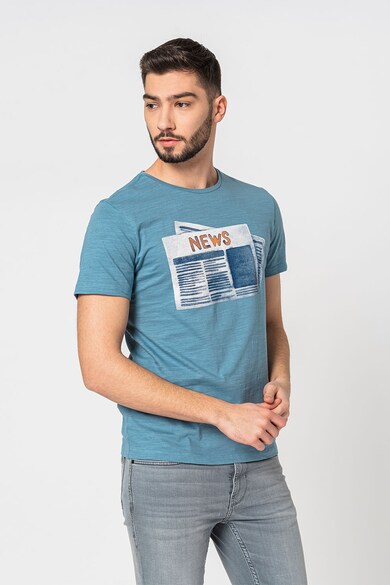 BLEND Tricou cu decolteu la baza gatului si model grafic Barbati