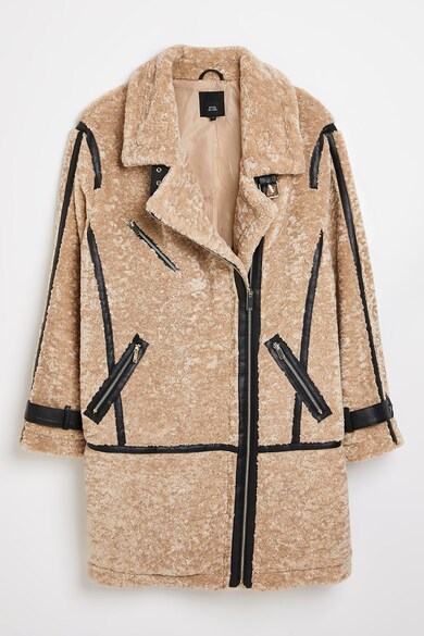 RIVER ISLAND Palton cu blana shearling si revere decupate Femei