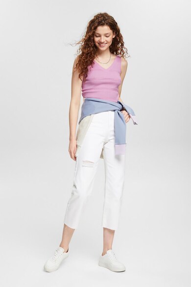 EDC by Esprit Straight fit crop farmernadrág szaggatott részletekkel női