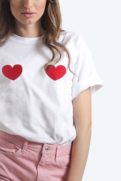 ONIBON FASHION Тениска с овално деколте и шарка на сърца Жени