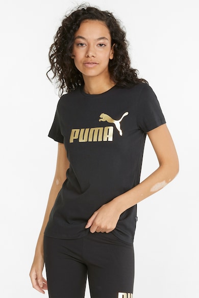 Puma Памучна тениска Essentials+ с контрастно лого Жени
