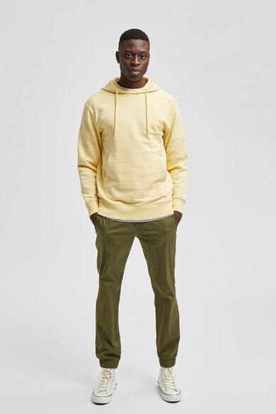 Selected Homme Egyszínű kapucnis organikuspamut pulóver férfi