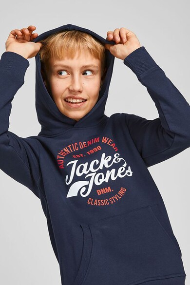 Jack & Jones Normál fazonú mintás kapucnis pulóver kenguruzsebbel Fiú