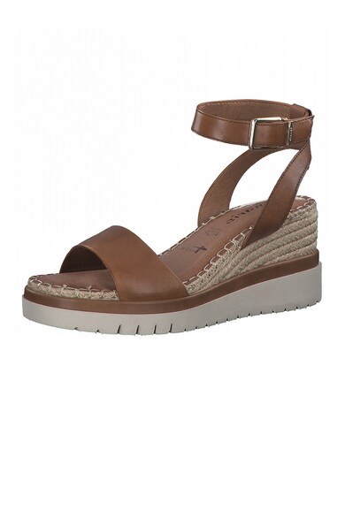 Tamaris Sandale-espadrile wedge de piele cu bareta pe glezna Femei