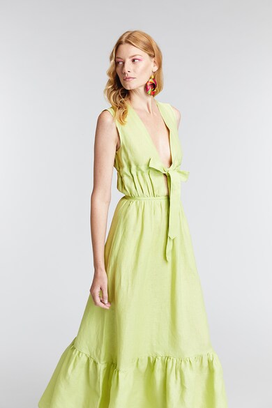 KAN Lime bővülő alsó szegélyű organikus lenvászon ruha női