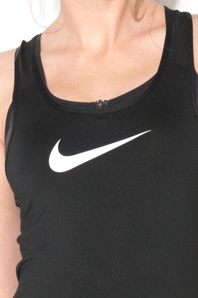 Nike Top cu spate decupat si imprimeu logo, pentru fitness Femei