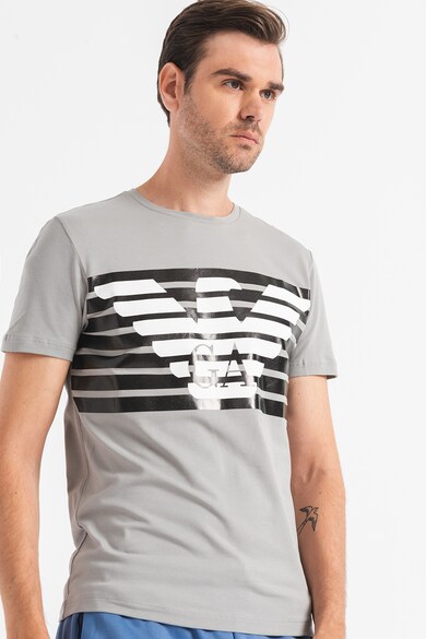 EA7 Kerek nyakú póló nagyméretű logómintával férfi