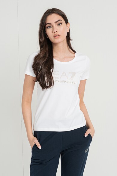 EA7 Тениска с памук и лого Жени