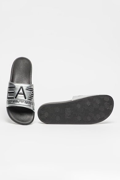 EA7 Papuci cu imprimeu logo contrastant pentru plaja, Auriu Femei