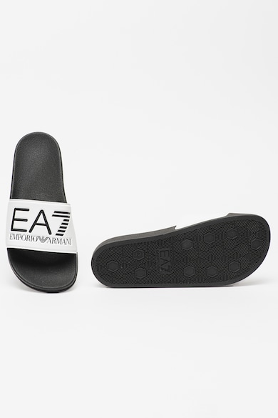 EA7 Чехли с контрастен лого принт за плаж, Злато Жени