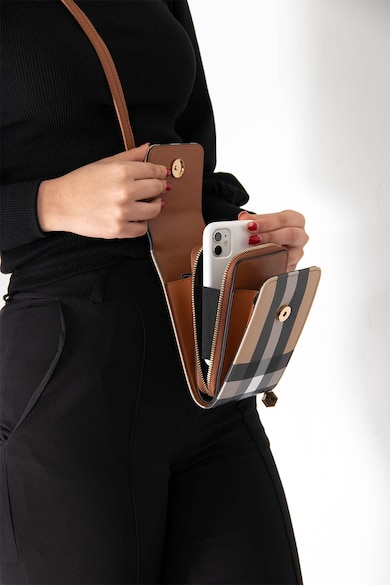 Silver&Polo Kockas crossbody taska, telefonhoz, Feher, Fekete női