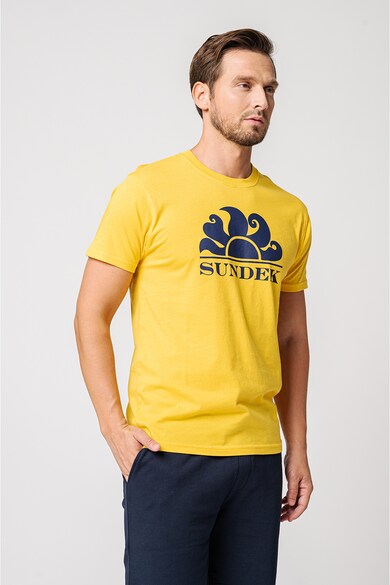 Sundek Tricou cu decolteu la baza gatului si logo New Simeon Barbati