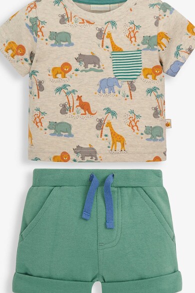 JoJo Maman Bebe Тениска и къс панталон с животинска шарка Момчета