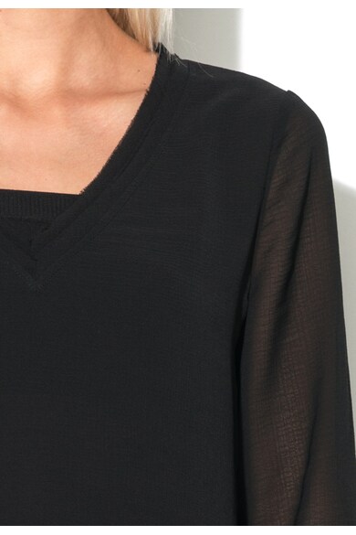 Eleven paris Bluza neagra transparenta cu design suprapus Poison Femei
