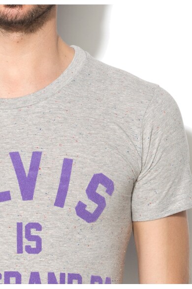 Eleven paris Tricou gri deschis melange cu imprimeu text Falvis Barbati