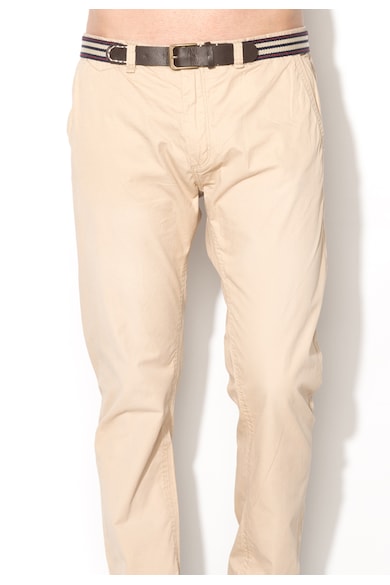 Alcott Pantaloni chino slim fit bej cu curea Jimmy Barbati