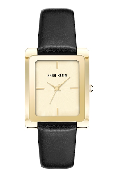 Anne Klein Правоъгълен кварцов часовник с кожена каишка Жени