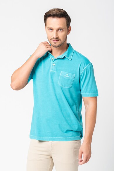 Gant Tricou polo din bumbac cu buzunar aplicat pe piept Sunfaded, verde aqua, S Barbati