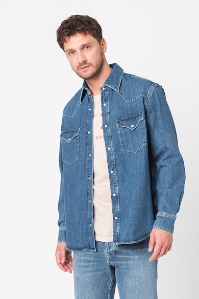 Gant Camasa de denim cu buzunare pe piept si guler ascutit Barbati