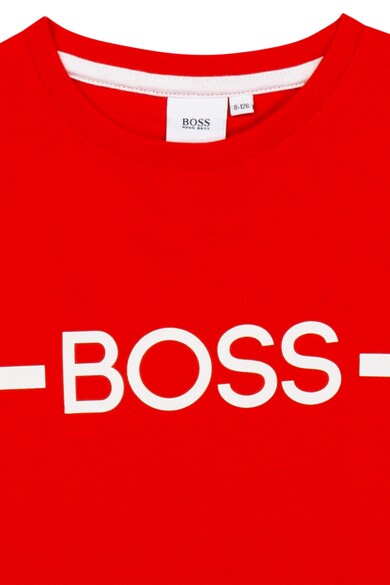 BOSS Kidswear Тениска с овално деколте и контрастно лого Момчета