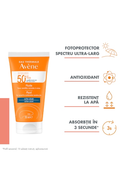 Avene Fluid cu protectie solara  SPF 50+ TRIASORB, pentru piele normala si mixta, 50 ml Femei