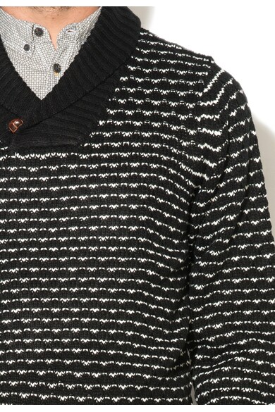 BLEND Pulover tricotat negru cu alb si cu guler sal Barbati