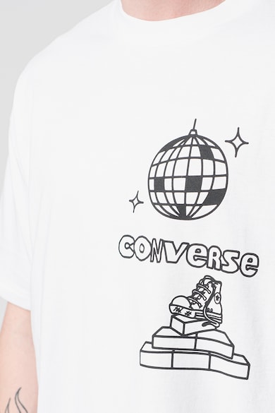 Converse Tricou cu decolteu la baza gatului si imprimeu grafic At Home Disco Barbati