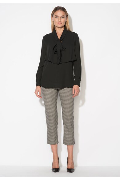 Zee Lane Collection Bluza neagra din sifon cu funda Femei