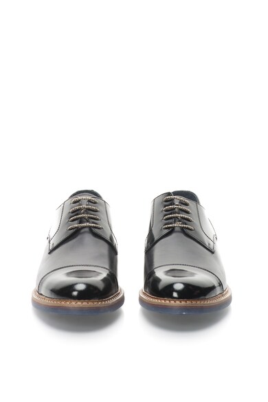 Zee Lane Pantofi negru cu gri inchis de piele cu aplicatie cap-toe Manny Barbati