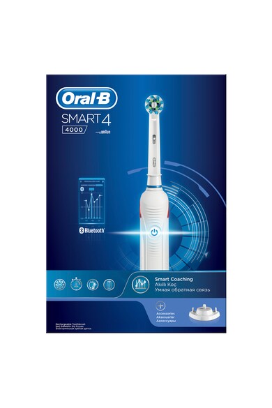 Oral-B Periuta de dinti electrica  Smart 4 4000 Cross Action, 40000 pulsatii/min, 8800 oscilatii/min, Curatare 3D, 3 programe, 2 capete, Bluetooth Femei