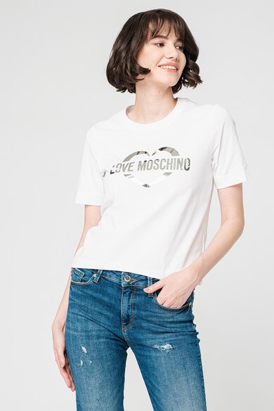 Love Moschino Тениска от памук с лого Жени