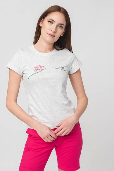 Pegas Tricou din jerseu cu decolteu la baza gatului si imprimeu logo contrastant Femei