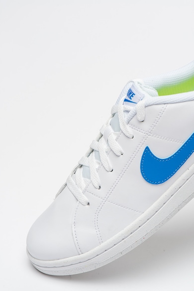 Nike Pantofi sport de piele ecologica cu logo Court Royale 2, Alb, Albastru Barbati