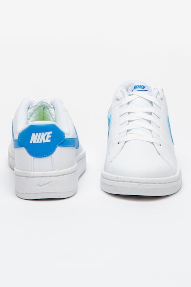 Nike Pantofi sport de piele ecologica cu logo Court Royale 2, Alb, Albastru Barbati