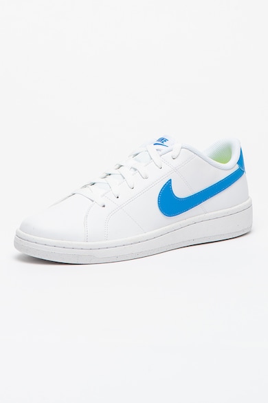 Nike Pantofi sport de piele ecologica cu logo Court Royale 2, Alb, Albastru Barbati