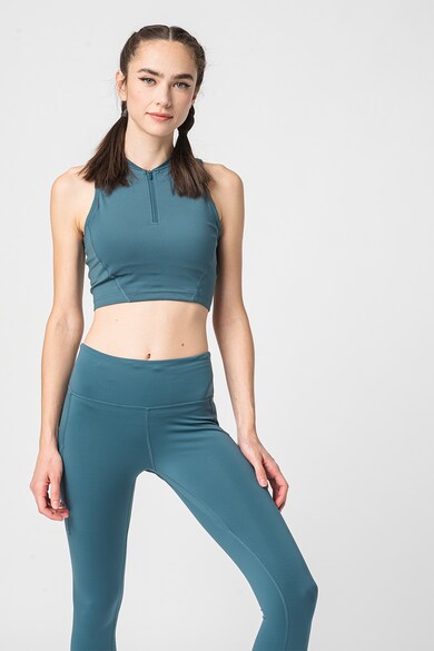 Nike Top crop cu tehnologie Dri-Fit si fenta cu fermoar, pentru fitness Pro Femei