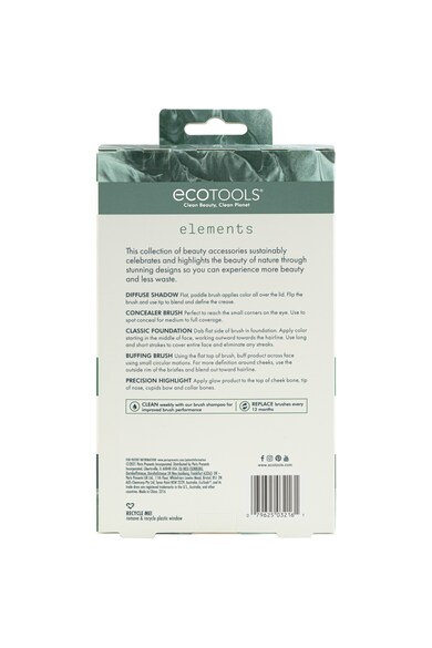 Eco Tools Комплект 5 четки за грим  Elements Collection Supernatural Face Kit, Бежов/Зелен Жени