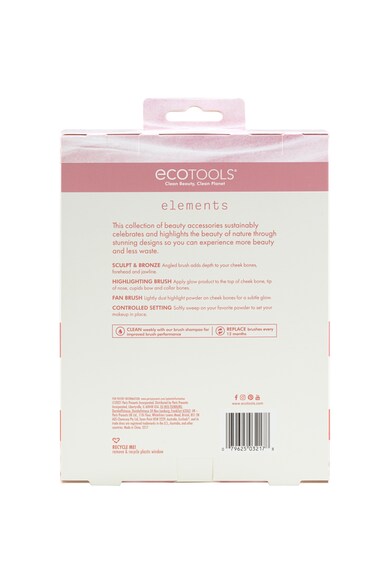 Eco Tools Комплект 4 четки за грим  Elements Collection Wind-Kissed Finish Kit, Бежов/Розов Жени