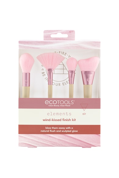 Eco Tools Комплект 4 четки за грим  Elements Collection Wind-Kissed Finish Kit, Бежов/Розов Жени