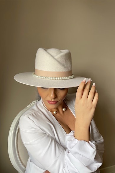 Palaria Dadarlat Вълнена шапка с широка периферия и перли Жени