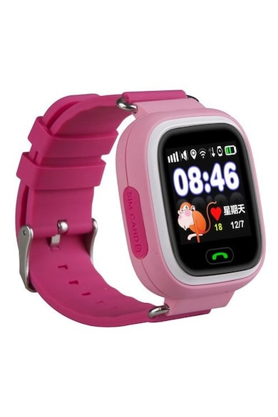 iUni Ceas Smartwatch copii  Kid100, Telefon incorporat, GPS Buton SOS, Pink Femei