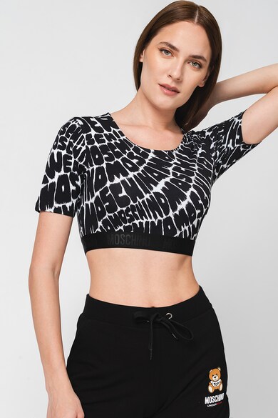 Moschino Crop póló kontrasztos logómintával női
