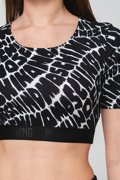 Moschino Crop póló kontrasztos logómintával női