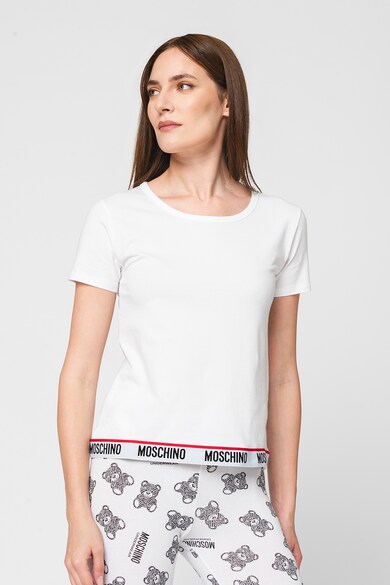 Moschino Tricou de casa din amestec de bumbac cu banda logo in talie Femei