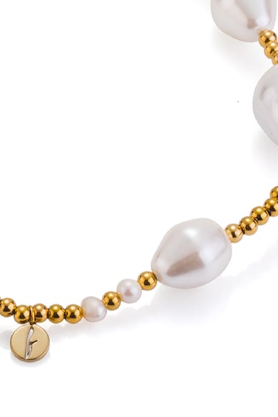 Flicka Rozsdamentes acél nyaklánc gyöngyökkel, Aranyszín, női